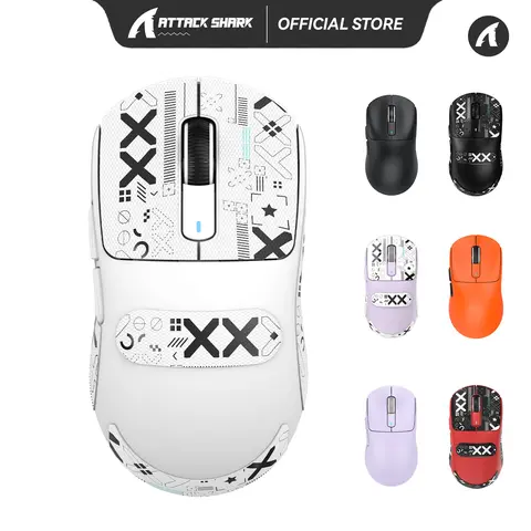 ATTACK X3 Lightweight Wireless Gaming Mouse - 49g Injection Mold Rechargeable Click Mouse, PixArt 3395 (PAW3395) Sensor, BK3633 Tri-Modes (Bluetooth/2.4G Wireless/Wired), 6 Adjustable DPI Up to 26000, 200 Hrs Battery Life