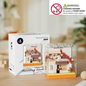 Creative Street Scene Blocks, Building Block Sets, Coffee Shop/bridal Shop/bakery/flower Shop Miniature Sets, Cute Display Box, Perfect for Birthday and Christmas Gifts
