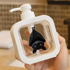 Cute Bat Pattern Pump Dispenser - Refillable Soap/Sanitizer Container for Bathroom & Kitchen, Easy Push-Pump, Durable Plastic, Whimsical Design, Perfect for Kids & Animal Lovers!
