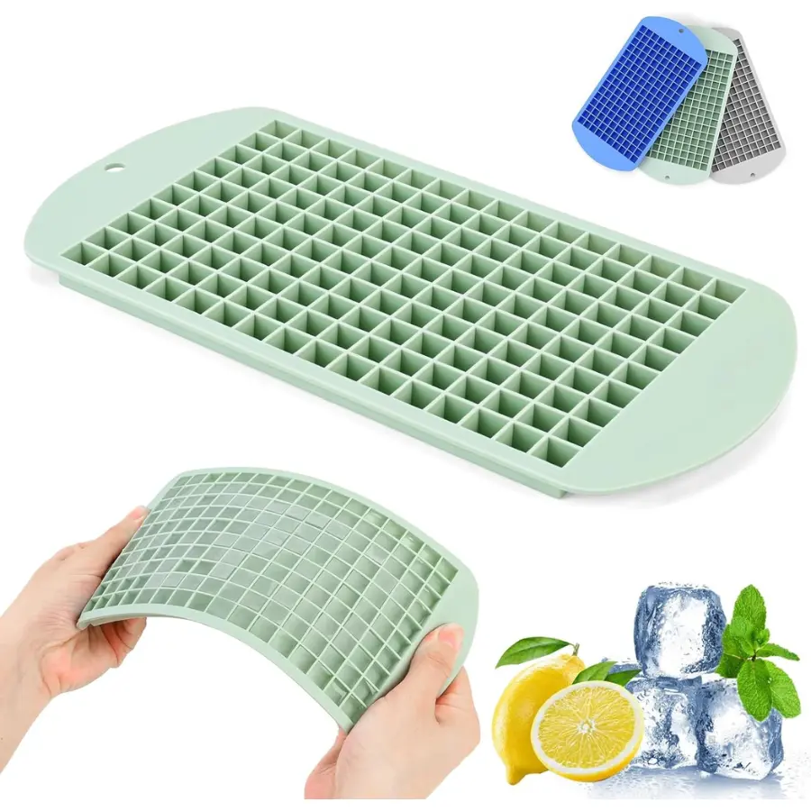 Silicone Mini Ice Cube Tray, 160 Nugget Ice Cube Molds Easy Release Small Ice Cube for Chilling Whiskey Cocktail, Stackable Ice Trays For Freezer (Lime)