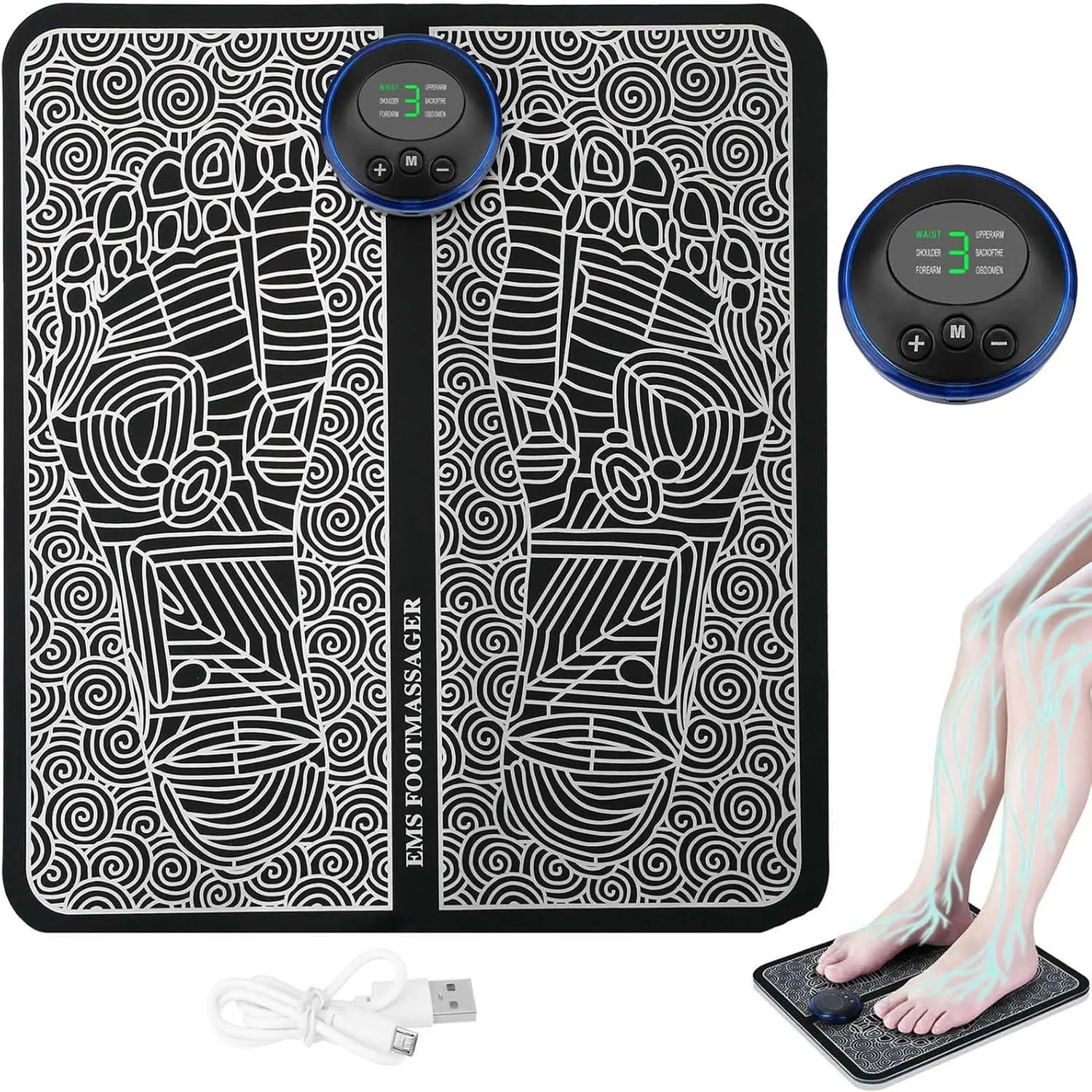 Rechargeable EMS Foot Massage Pad - 6 Modes 9 Intensities Electric Stimulator for Leg Reshaping Muscle Pain Relief RechargeType-GPCT2703-USB Relaxation Aid Black Durable Adjustable Daily Lightweight-2703 - TikTok Shop Rechargeable EMS Foot Massage Pad - 6 Modes 9 Intensities Electric Stimulator for Leg Reshaping Muscle Pain Relief RechargeType-GPCT2703-USB Relaxation Aid Black Durable Adjustable Daily Lightweight-2703 - TikTok Shop