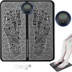 Rechargeable EMS Foot Massage Pad - 6 Modes 9 Intensities Electric Stimulator for Leg Reshaping Muscle Pain Relief RechargeType-GPCT2703-USB Relaxation Aid Black Durable Adjustable Daily Lightweight