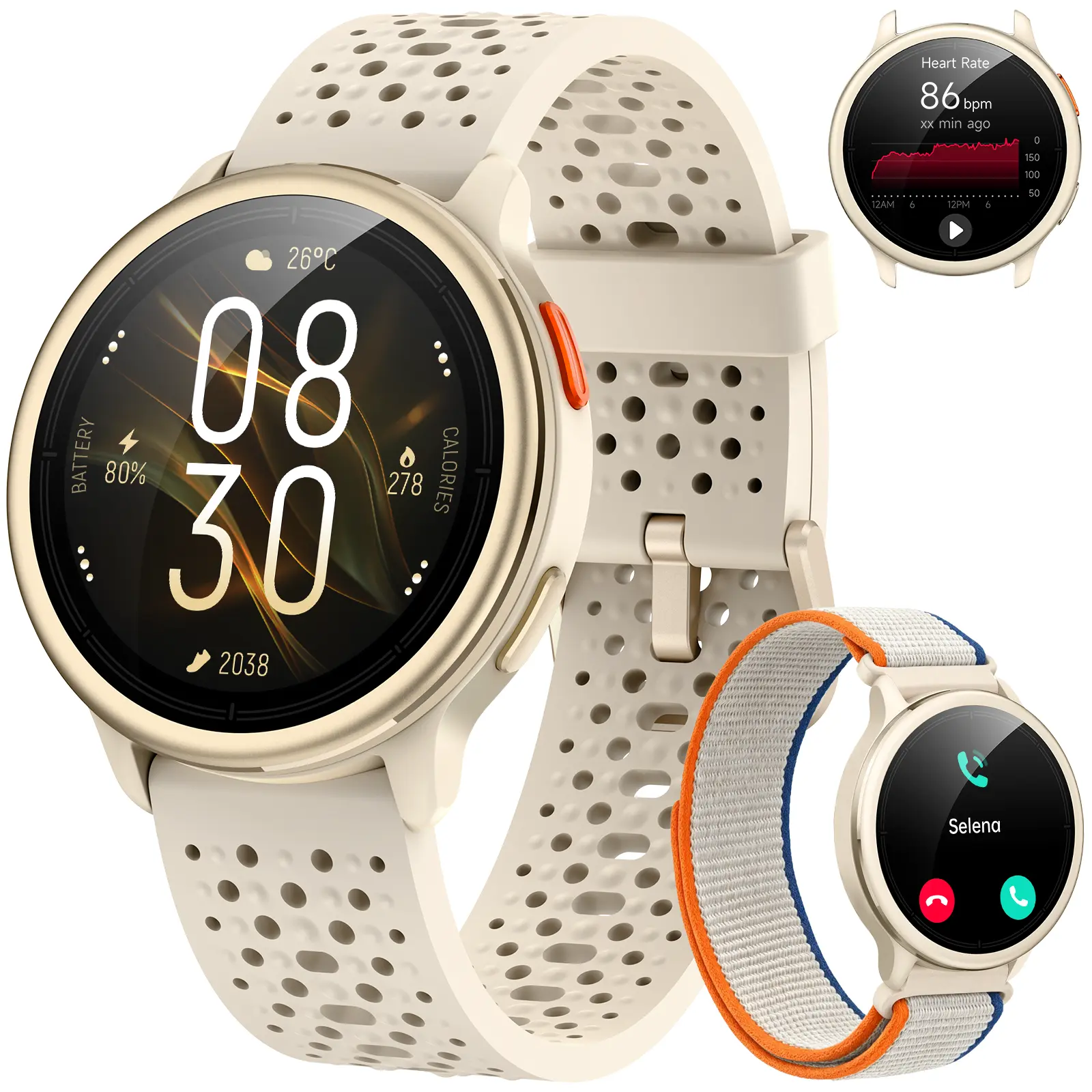 FANY AR-02 AI Smart Watch for Women/Men, Answer/Make Call, 1.27" AMOLED Ultra-HD Screen Smartwatch for iPhone & Android, 3ATM Waterproof Fitness Tracker with Heart Rate/Sleep/SpO2 Monitor, 120+ Sport Modes, 2 Bands2026 Smartphone
