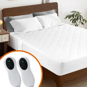 Heated Mattress Pad, Dual Controller Electric Mattress Pad Luxury Bed Warmer 10 Heat Settings | Auto Off 2-4-8 Hours | Side Storage Pouch | Fit Up to 18" Deep Pocket | Machine Washable