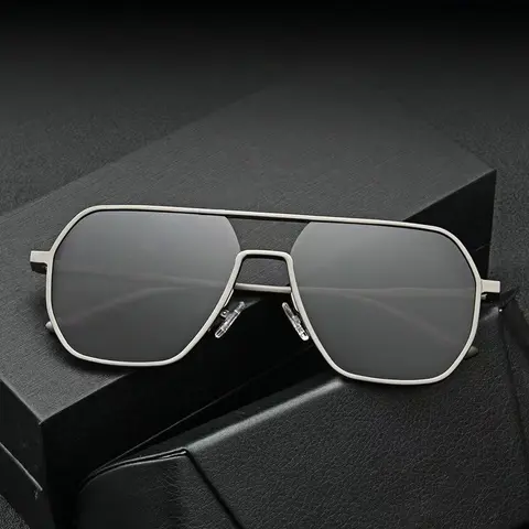 〖Summer Vibes〗1/2 PCS Vintage Aviator TAC Polarized Sunglasses Men Fashion Black Shades Eyewear Retro Trendy Brand Design Sunglasses for Driving Fishing Unisex UV400 Protection Iconic Double-Bridge Structure Oversized Geometric Frame
