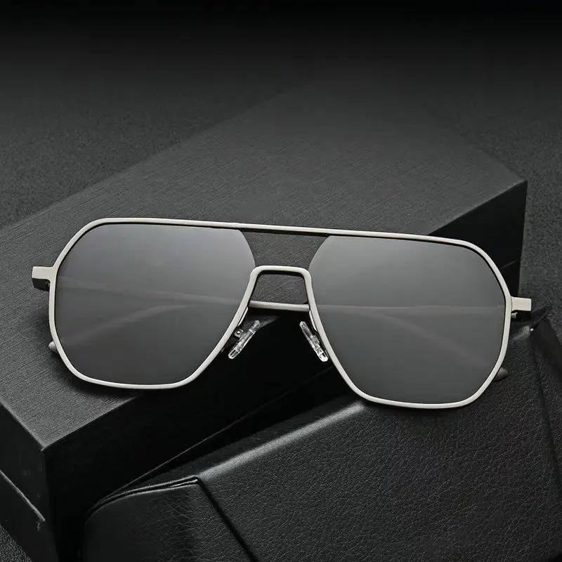 〖Summer Vibes〗1/2 PCS Vintage Aviator TAC Polarized Sunglasses Men Fashion Black Shades Eyewear Retro Trendy Brand Design Sunglasses for Driving Fishing Unisex UV400 Protection Iconic Double-Bridge Structure Oversized Geometric Frame