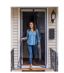 86 in x 39 in Hands-Free Magnetic Mesh Screen Door for Home Use with Easy Installation and Magnetic Closure Features