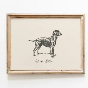 Farmhouse Print, Labrador Retriever Print, Dog Vintage Print, Countryside Wall Art, Room Decor, Unframed 5 size, 8x12 to 27x40 inch