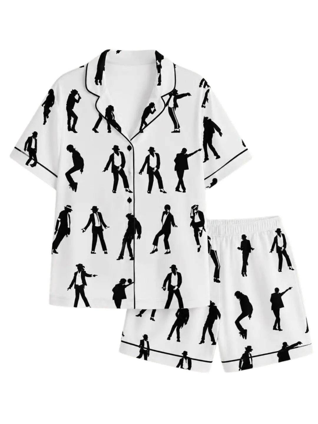 Satin Pajama Set, Pop Music Dancer Print Sleepwear, Unisex Lounge Set