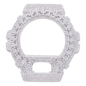 UCCIYO Watch Case CMW42 Copper Moissanite Iced Out Watch Bezel Case for DW6900 Women Men Hip Hop Jewelry Gift Valentines Day gift Covers Golden【#CMW42】