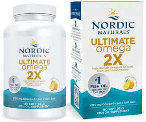 Nordic Naturals Ultimate Omega, Lemon Flavor - 180 Soft Gels - 2150 mg Omega-3 - High-Potency Fish Oil with EPA & DHA - Promotes Brain & Heart Health - Non-GMO - 90 Servings