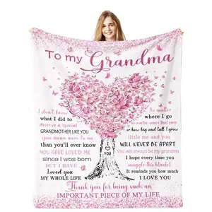 Grandma Nana Gigi Mimi Gifts, Unique Grandma Birthday Gifts From Grandkids, Best Grandma Blanket For Mothers Day, Flannel Nap Blanket