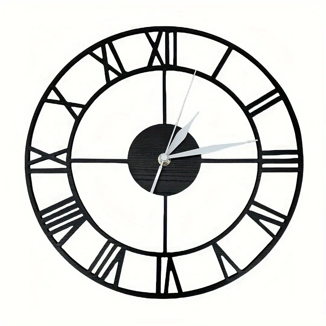 11.81-Inch Wooden Silent Wall Clock, Roman Numerals, Big Ban Style, Medieval Modern Classic, Bedroom, Living Room, Office, Gift