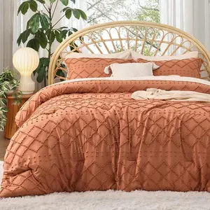 California King Comforter - Pumpkin Comforter, Boho Tufted, 3 Vintage Farmhouse for Seasons, Fluffy with 2 Pillow Shams