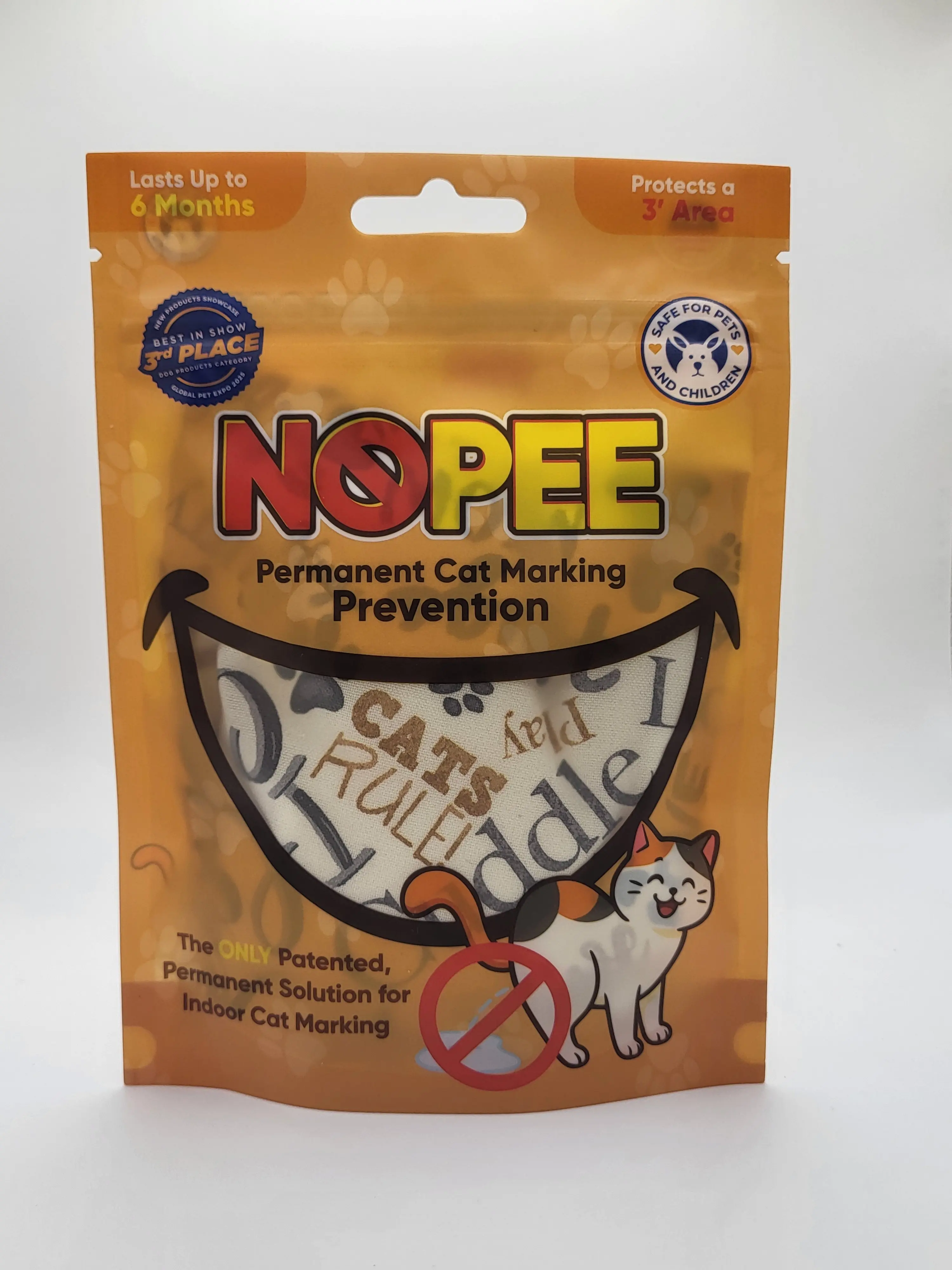 NOPEE Cat Marking Prevention,  Lasts 3 to 6 months, Cloth double layer fabric bag, White with Cats, Prevents cat marking, includes 1 bag