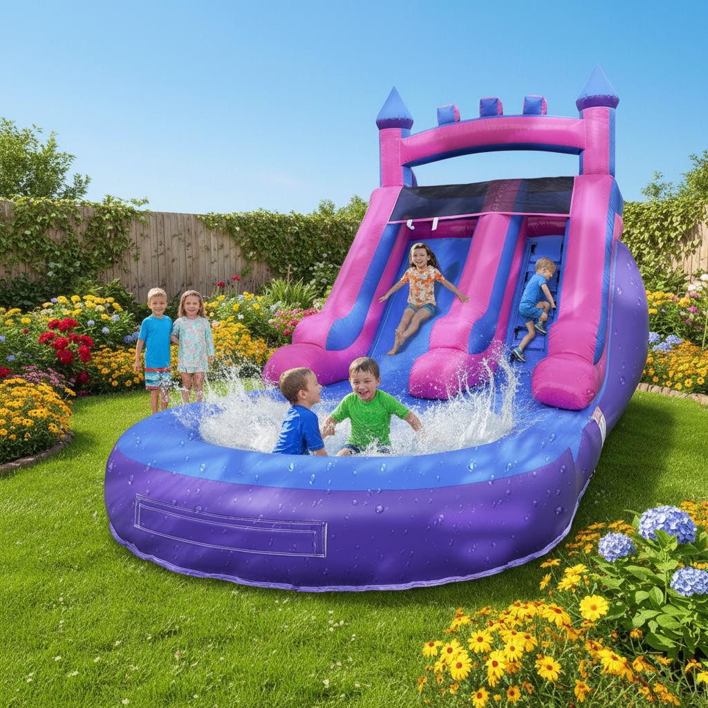 Commercial Grade Water Slide  Inflatables Rental-Grade Adult Water Slides with Blower and Pool Large Water Slides for Kids and Adults, Summer Water Slide Inflatables for Backyard and Outdoor Use of Commercial-Grade PVC