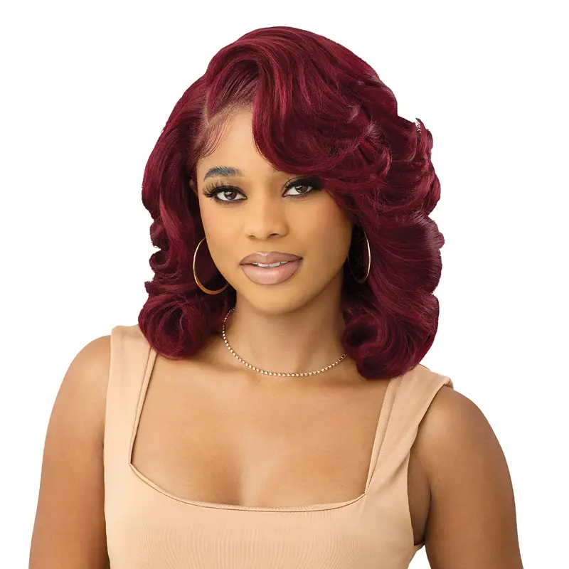 Outre HD Lace Frontal Synthetic Wig - Glueless, Melted Hairline, Elastic Band, Lift-Free Fit, Natural Hair Style, Natural-Looking Baby Hairs, Heat Resistant, MH 117