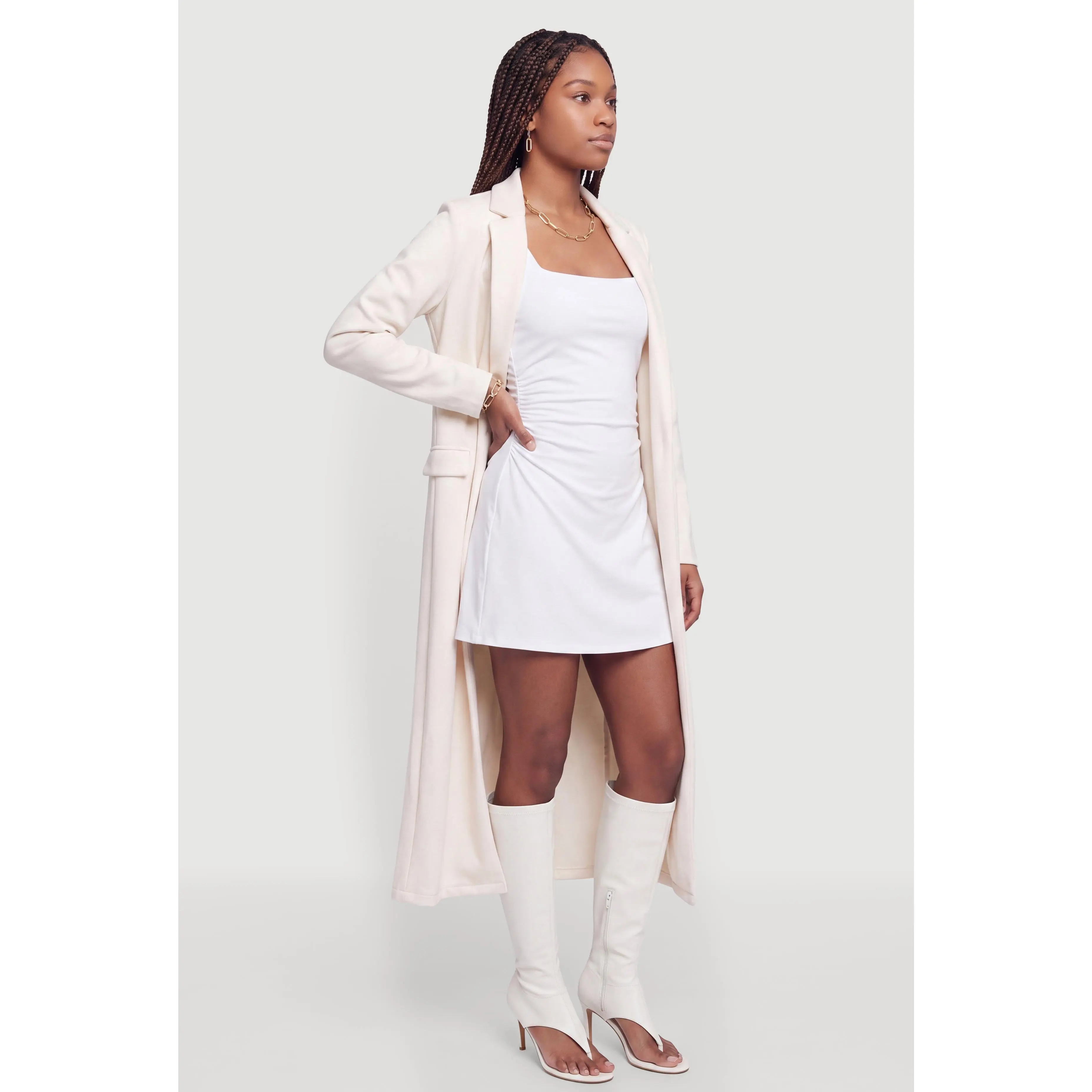 Faux Suede Collared Open Front Duster