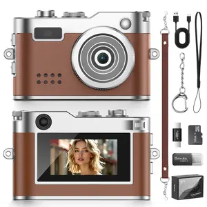 HOTU Mini Leather Keychain Digital Camera – Vintage Y2K Pocket 1080P HD Camera with 1MP Lens, Flash & 0.96" NewYear Christmas GiftsScreen, Video Recording, Type-C Charging, 32G Card Included, Retro Vlog Camera for Travel, Concerts, Kids & Instant Party