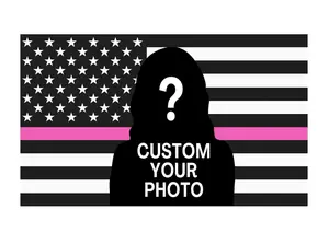Custom Pink American Flag with Picture, Personalized USA Flag Design Your Own Image Logo Photo Text, Funny Wall Tapestry for Room Decor, Single-Sided Image Tapestry for Bedroom or Indoor Display (Black and Pink)