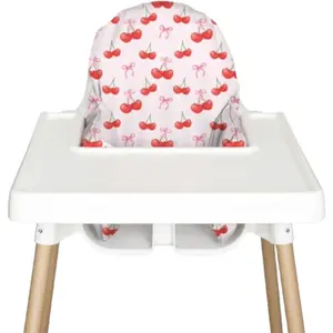 Highchair Cushion Cover for Inflatable Cushion Compatible with IKEA Antilop Highchair Accessories Stain-Proof Wipeable Cover Cherries & Ribbons (Cushion Not Included)