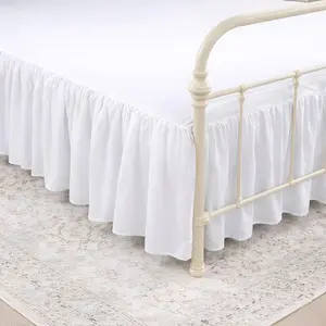 Ruffled Bed Skirt with Split Corners King, 100% Microfiber Hotel Quality, 16 Inch Drop Dust Ruffle Gathered Bedskirt with Platform, 78" x 80", White