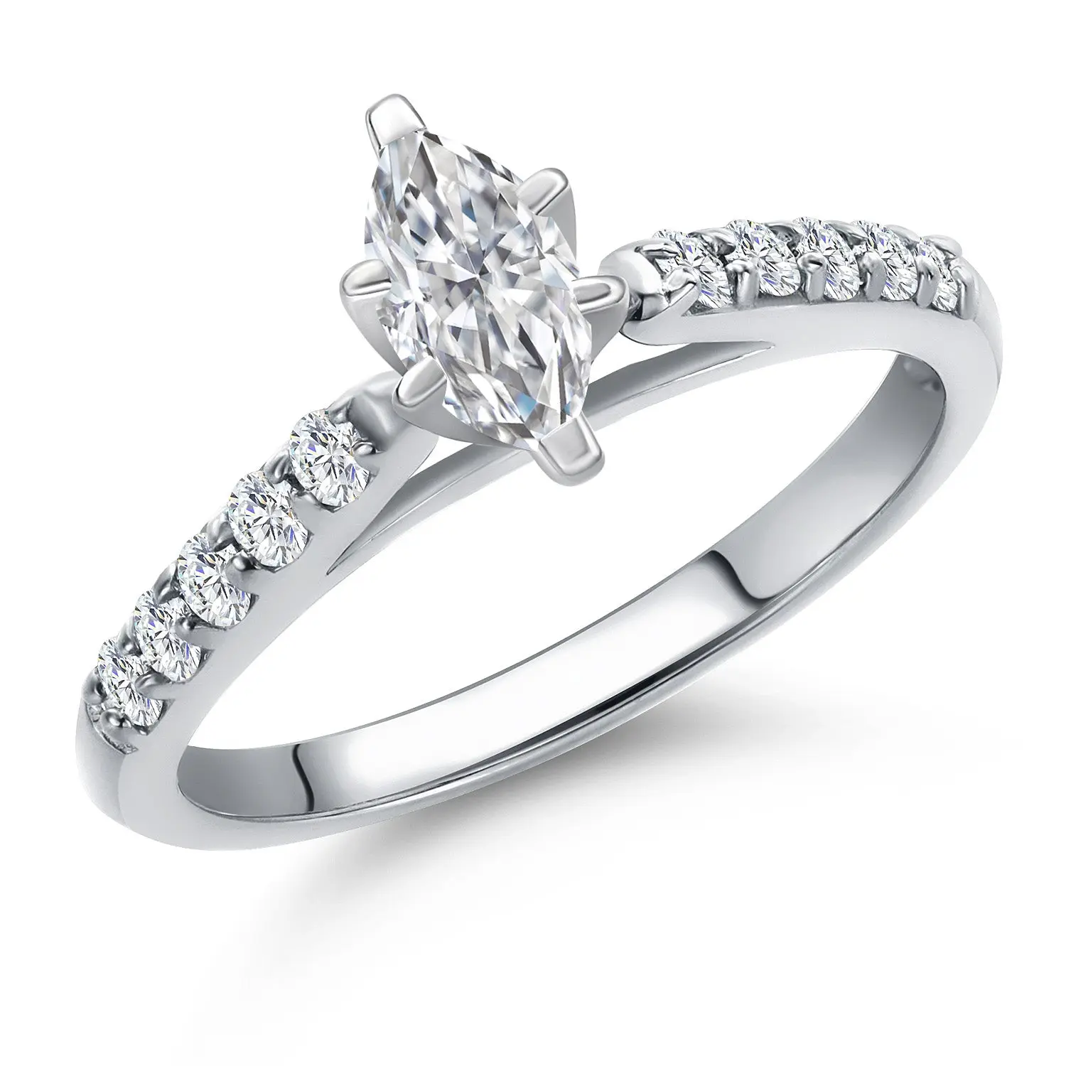 10K White Gold Lab Grown Diamond Engagement Ring For Women | 0.53 Cttw | Marquise Cut Diamond Gold Ring | DEF Color | VVS-VS Clarity