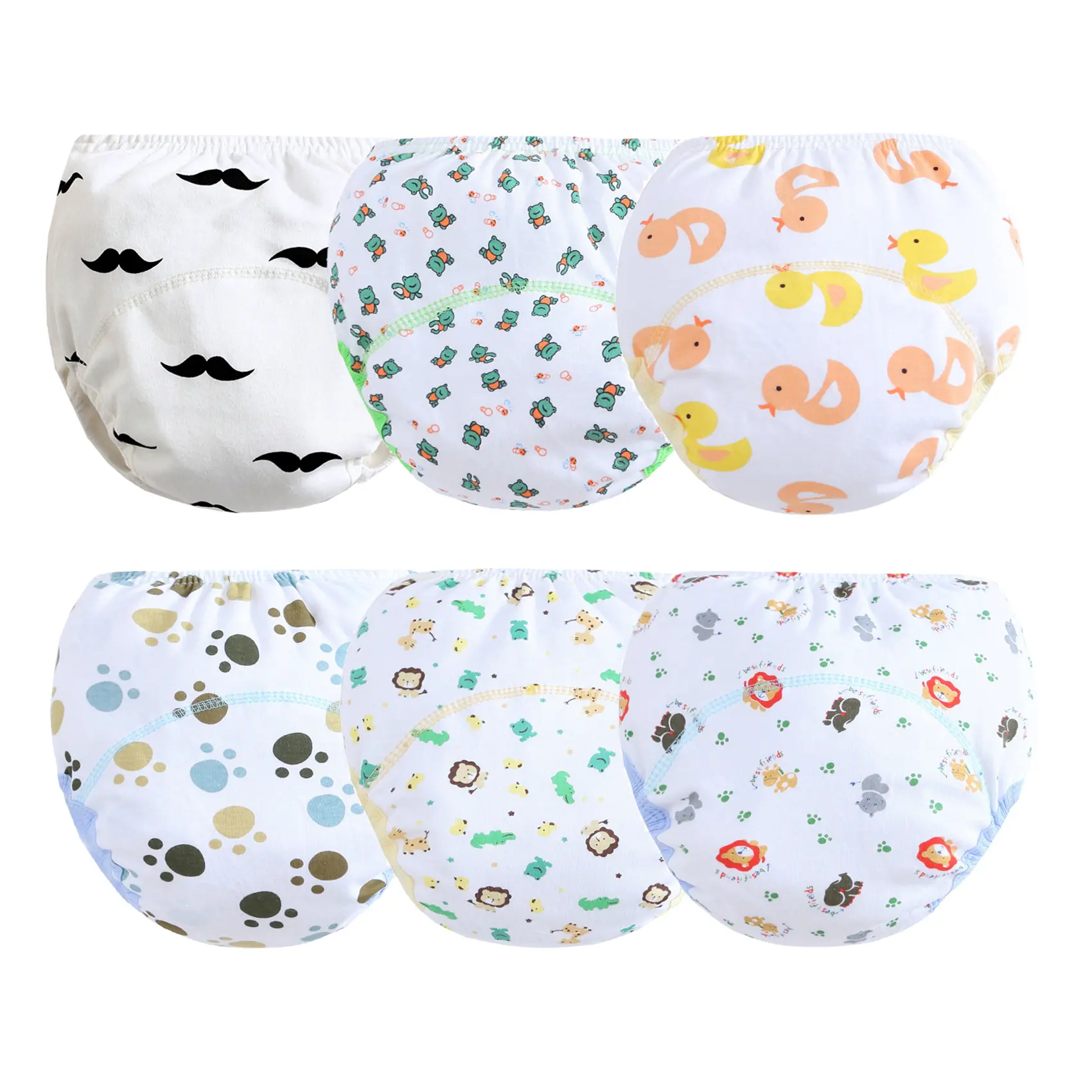 6-Pack Baby Absorbent Potty Training Pants Toddler Cotton Underwear Breathable Training Underwear for Boy Infant Absorbent Cotton Training Panties Diaper