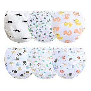 6-Pack Baby Absorbent Potty Training Pants Toddler Cotton Underwear Breathable Training Underwear for Boy Infant Absorbent Cotton Training Panties Diaper