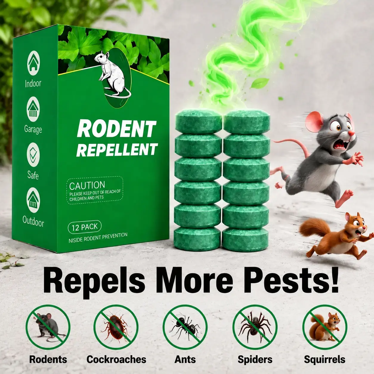 Eco-Friendly Pesticide-Free Peppermint Oil Rodent Repellent Balls 12-Pack, Multifunctional Natural Mouse Rat & Indoor Insect Control, Pet-Friendly Strong-Scent Deterrent for Home, Garage (Indoor/Outdoor Use for Worms)