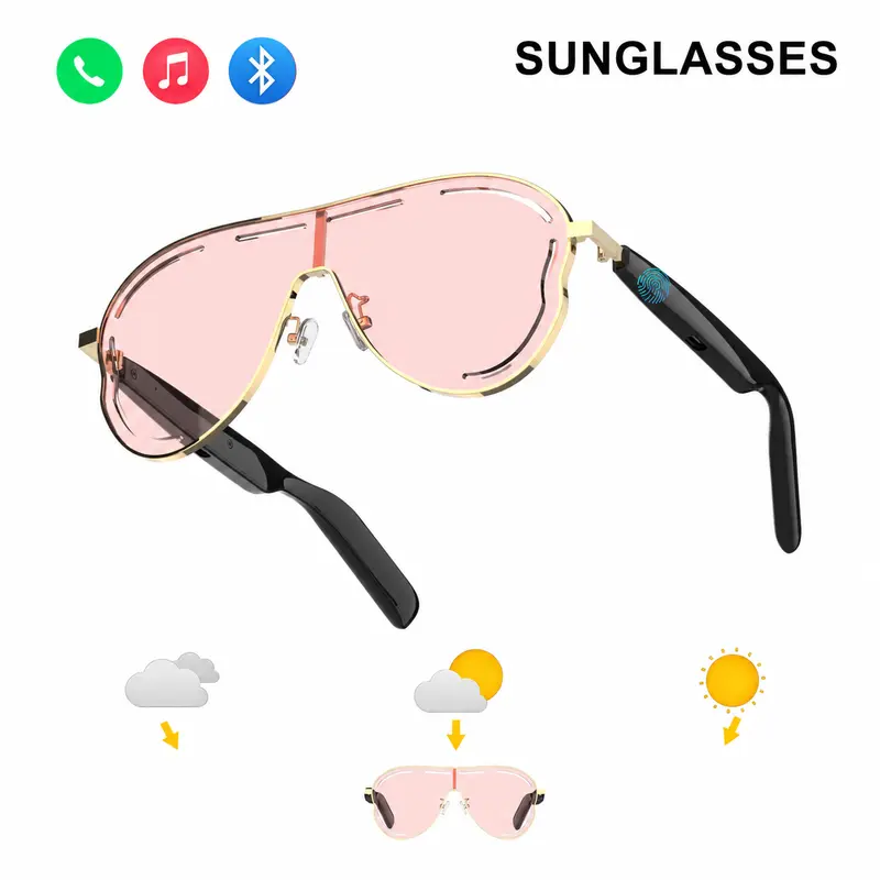 DVKIX SG-26 Smart Sunglasses - Wireless Bluetooth Audio, Hands-Free Voice Call, Music Player, UV Protection, Tech-Inspired Rectangular Plastic Frame, IP54, Phone-Compatible, Casual Sporty Cycling Wear, Cool Gifts for Unisex Adults