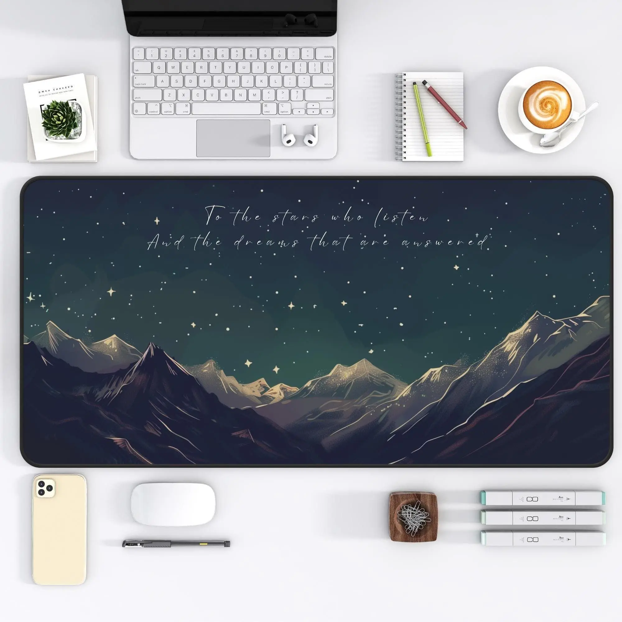 Acotar Inspired Desk Mat Starry Night Sky Mouse Pad Sara J Maas Velaris Night Court City of Starlight Bookish Desk Mat Custom Quote Deskmat