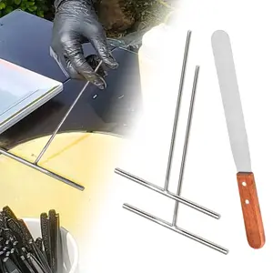 3 Pcs Crepe Spreader and Spatula Kit Stainless Steel Crepe Spreader Tool 5", 7" Spreaders and 12" Spatula