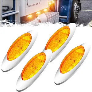 6.5'' Oval LED Side Marker Lights Trailer Clearance Stop Turn Signal Lights w/Red Lens Surface Mount 16LED Fender Front Rear Running Light Waterproof for Truck Pickup Caravan RV Bus (Amber)