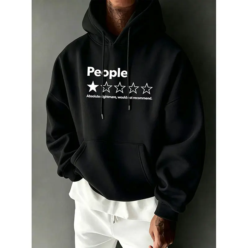 Humorous “One Star” meme sweatshirt with English slogan print, trendy loose relaxed long-sleeve pullover for men and women, street casual style