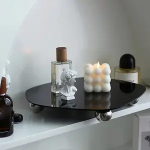 Mirror Acrylic Tray Silver Color Dual-Color Acrylic Display Stand Photography Prop Atmosphere Decorative Small Ornament Display Shelf