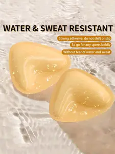 2 Reusable Latex Strapless Bra Pads, Invisible Design Anti-Protrusion Breast Lifting Pads, Women's Underwear and Yoga Bra Accessories, Concealed Bra Cover Layer | Soft Material Pads, Strong Adhesive, No Shift Or Slip, Sports Friendly