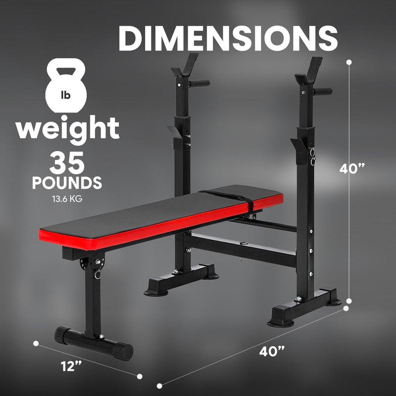 BalanceFrom Fitness Multifunctional Adjustable Workout Station with Squat Rack, Olympic-Style Bench, 400 lbs Weight Capacity, 40 x 12 x 40 Inches