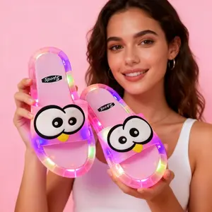BIQIHERE Cute Cartoon LED Light-Up Slippers Colorful Flashing Luminous Slides Soft & Comfortable Ideal for Night Walks Parties & Daily Wear