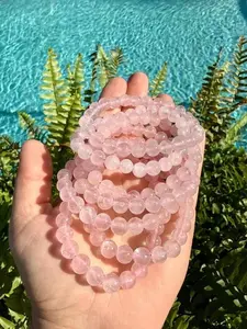 Natural Rose Quartz 8mm Beaded Stretch Bracelet | Pink Gemstone Jewelry