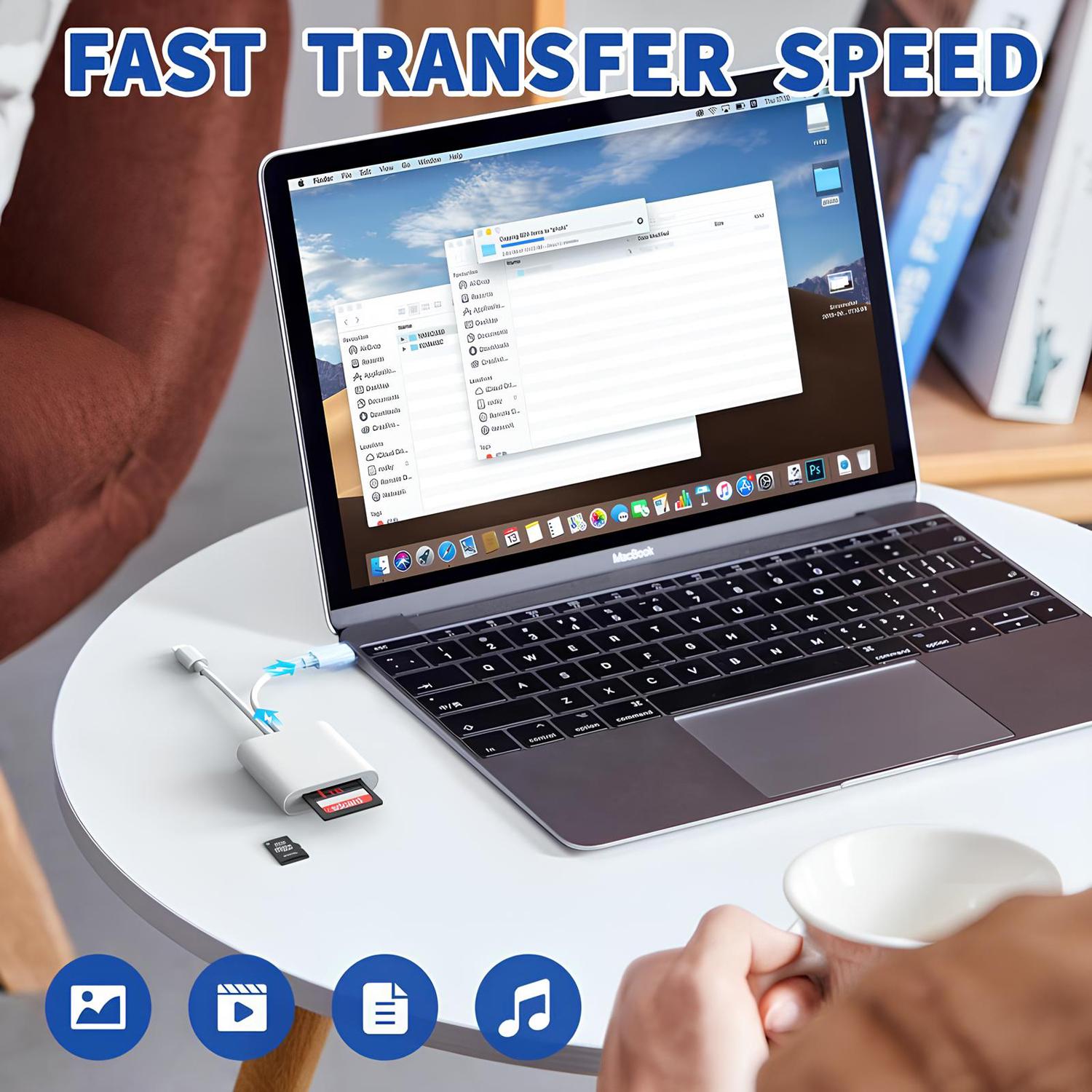 2-in-1 SD Card Reader for iPhone & USB-C Devices, Lightning & Type-C Dual Slot SD/Micro SD Adapter, Plug & Play Memory Card Reader for iPhone, iPad, MacBook, Camera Data Transfer