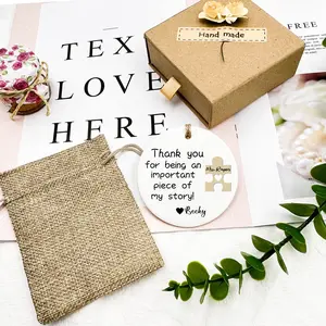 Thanks to Teacher Keepsake, Puzzle Piece Sign Ornament, Personalized Teacher Gift, Appreciation End of Year Ceramic Keepsakes, Daycare and Preschool Round Heart Star Ceramic Ornaments