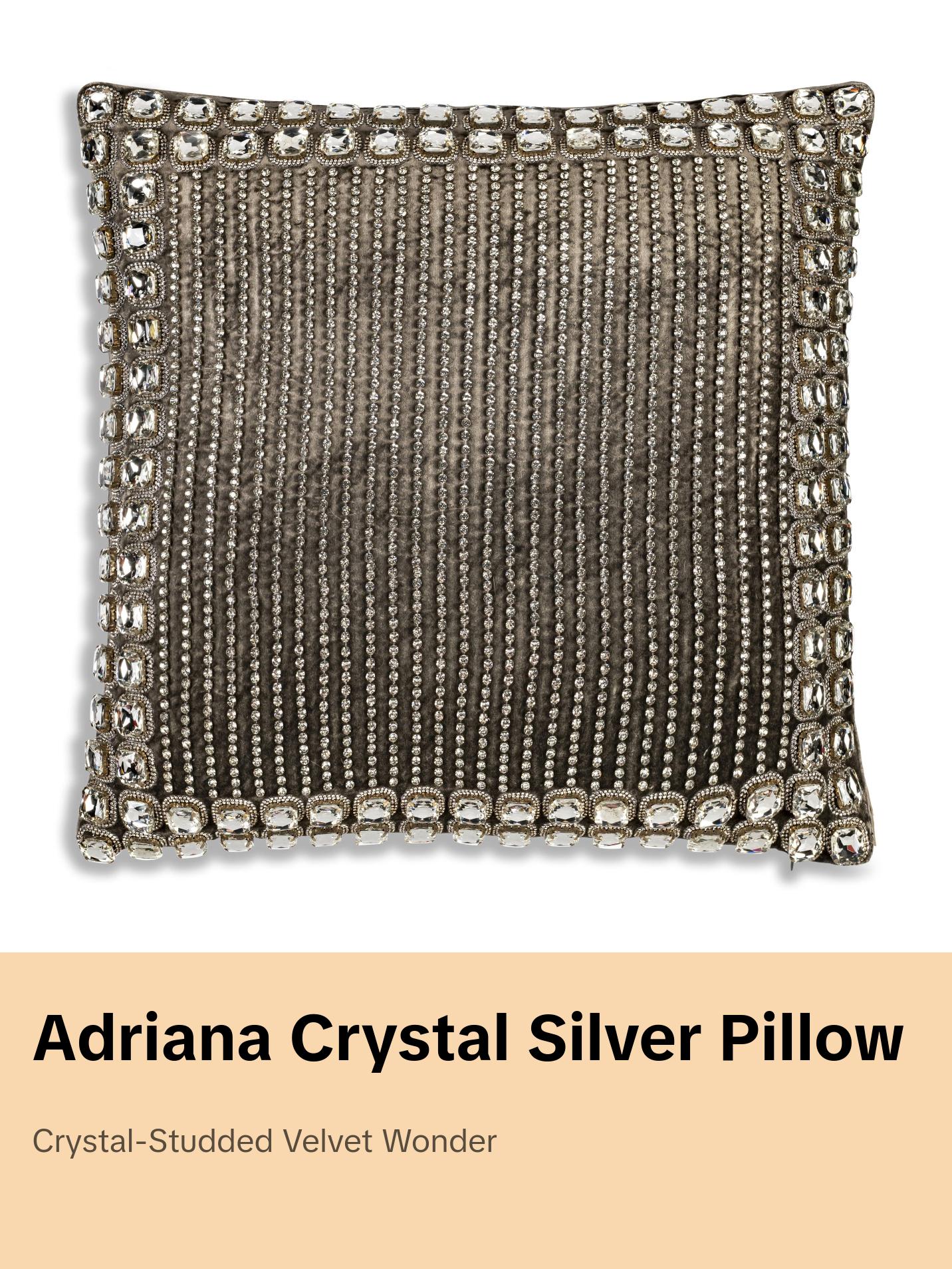 Sam + Misti Adriana Bedazzled Crystal Silver Pillow