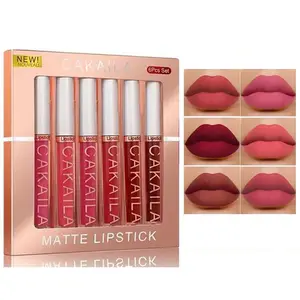 Long-Lasting Matte Liquid Lipstick Set, 6 Pcs/Set Waterproof Lip Gloss, Suitable for All Skin Types, Makeup Accessories for Girls and Women