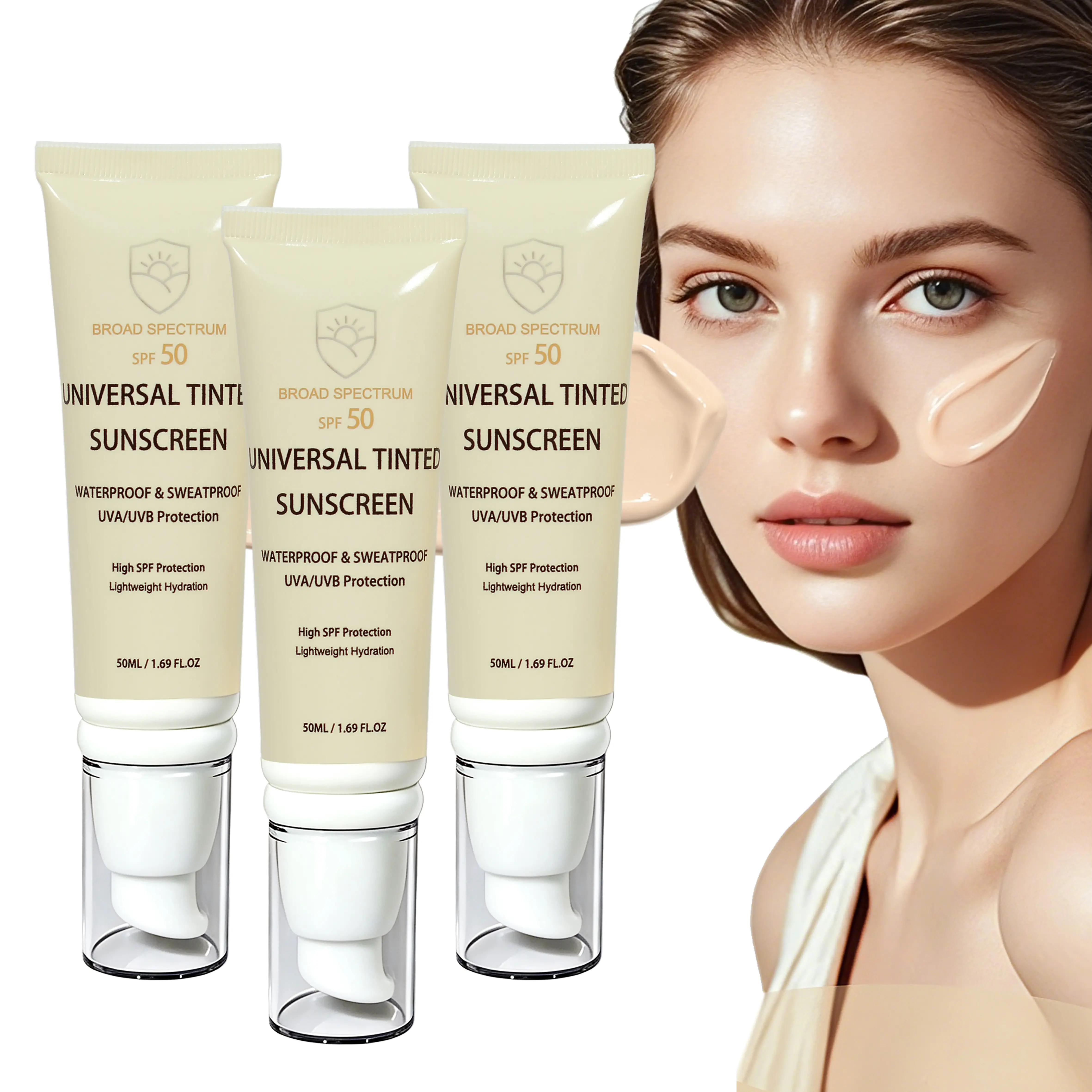 [3 bottles]Sunscreen to prevent sunburn and tanning,Universal Tinted Face Moisturizer Sunscreen,SPF 50 PA,Outdoor Fun,Facial Daily Repairing Soothing Sunblock Hydrate Moisture Hydrating Moisturizing