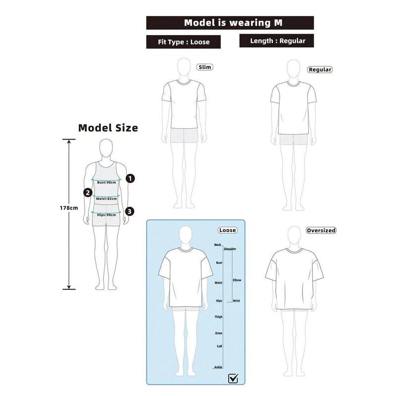 Noixe Men's Letter & Angel Print V-Neck Loose Short Sleeve T-Shirt