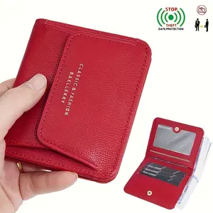 New Short Mini Wallets for Women PU Leather Card Holder Solid Coin Purse Female Multi-functional Fashion Small Red Wallet