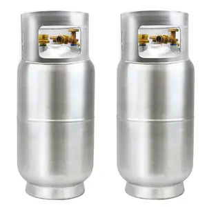 Flame King 2 Pack 33.5LB Aluminum Forklift Propane Tanks Cylinders with Gauge