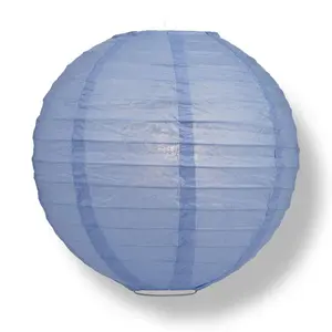 24" Serenity Blue Round Paper Lantern, Even Ribbing, Chinese Hanging Decoration for Weddings and Parties