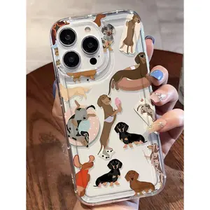 1 Piece Dachshund Pattern Transparent TPU Full Body Shockproof Anti-Fingerprint Phone Case for iPhone 11/12/13/14/15/16/17Pro Max/X/XS/XSMAX, cute style, a great gift for friends, family and yourself., Accessories, Multi-Model, Smartphone, Cellphone